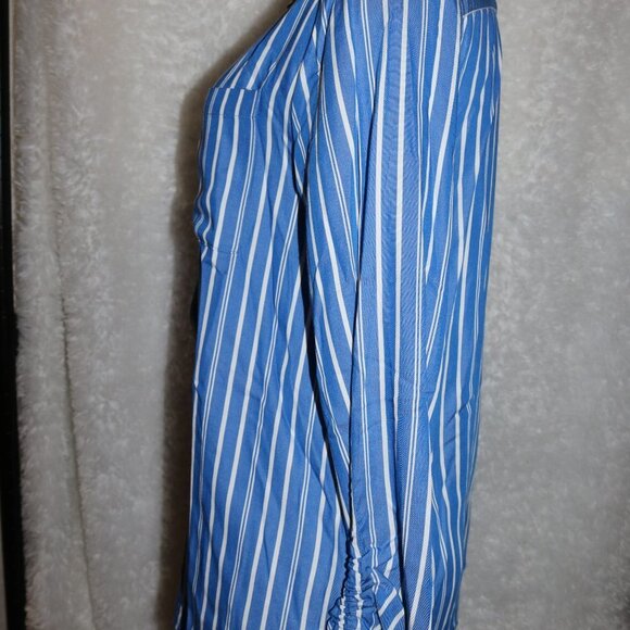 Daily Thread blue stripe longsleeve ladies button down medium 100% rayon - Picture 6 of 8